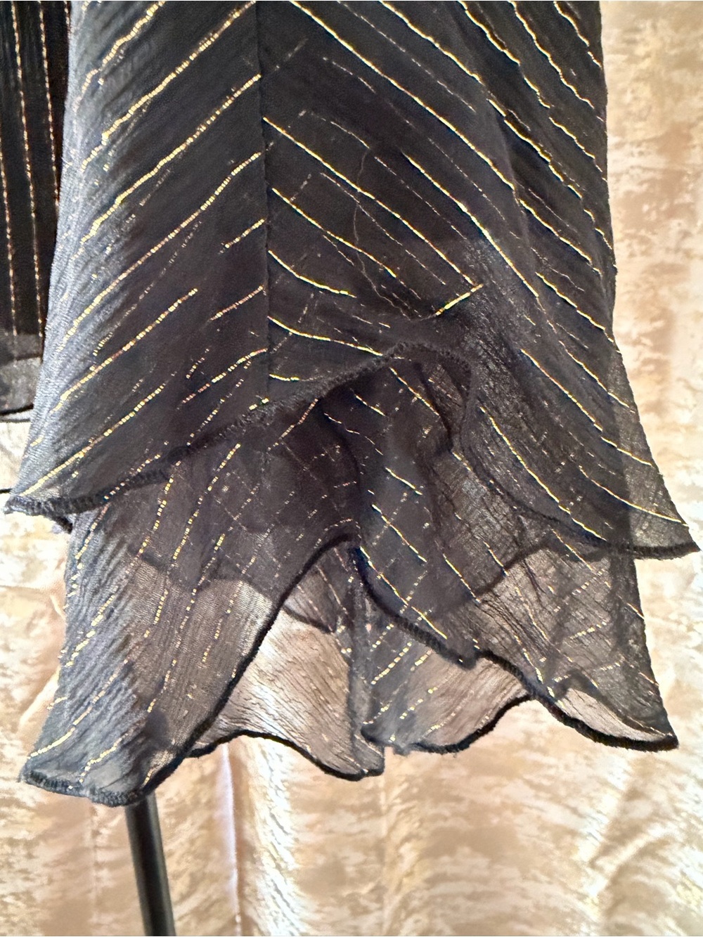 Express Black Skirt with Gold Metallic Stripe High-Low Hem